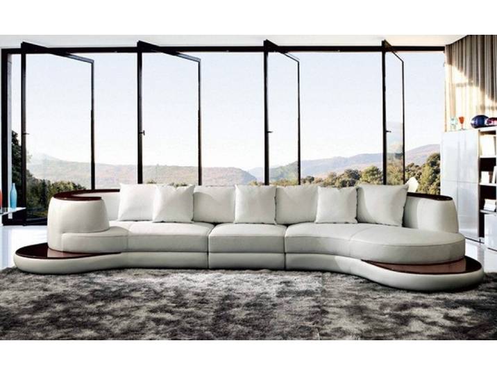 Xlmoebel Wohnlandschaft Rundes Designer Ecksofa aus Leder in royalem Stil, Ecksofa, Hergestellt in Europa