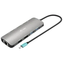 i-tec Nano (USB-C, 9 Ports), Dockingstation + USB Hub, Grau, Silber