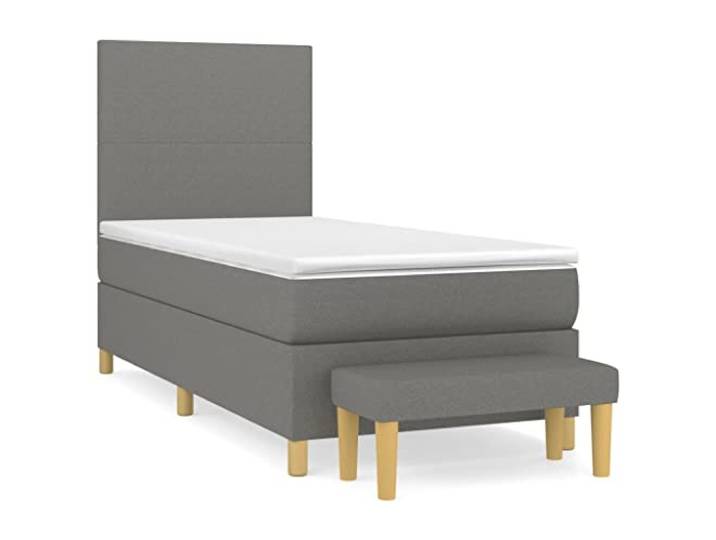 PUGYNBK Boxspringbett, Dunkelgrau, 100 x 200 cm Verstellbares Kopfteil, Taschenfederkernmatratze, Multifunktionsbank, mittlere Härte