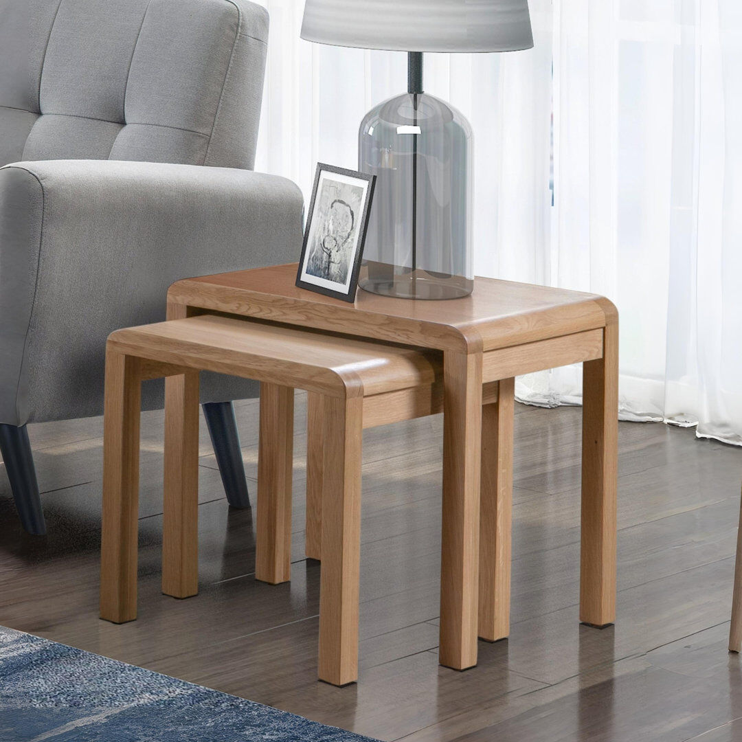Gracie Oaks Bruner Sled Nesting Tables Oak 50cm H X 50cm W X 40cm D