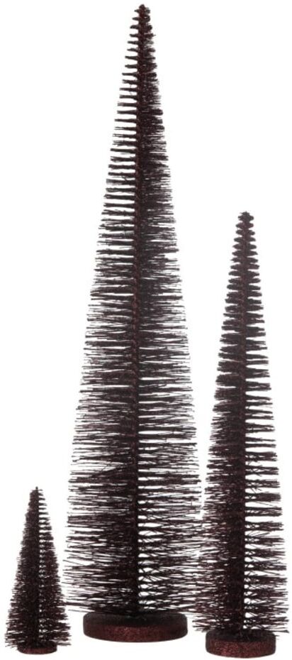 J-line Sapin de noël décoratif à paillettes en plastique bordeaux 15x15x61 cm Rouge 15x61x15cm