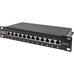 DIGITUS 91612SEA - Patchpanel, Cat.6a, 1HE, 12 Port, geschirmt, schwarz