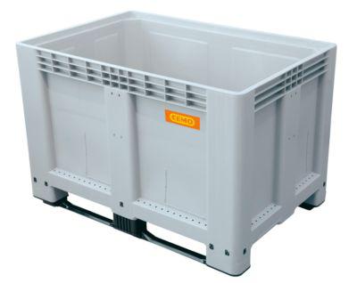 Logistikbox Cemo, Hart-Polyethylen (HDPE), grau, lebensmittelecht, B 1200 x T 800 x H 800 mm, 200 l hoch, mit Kufen