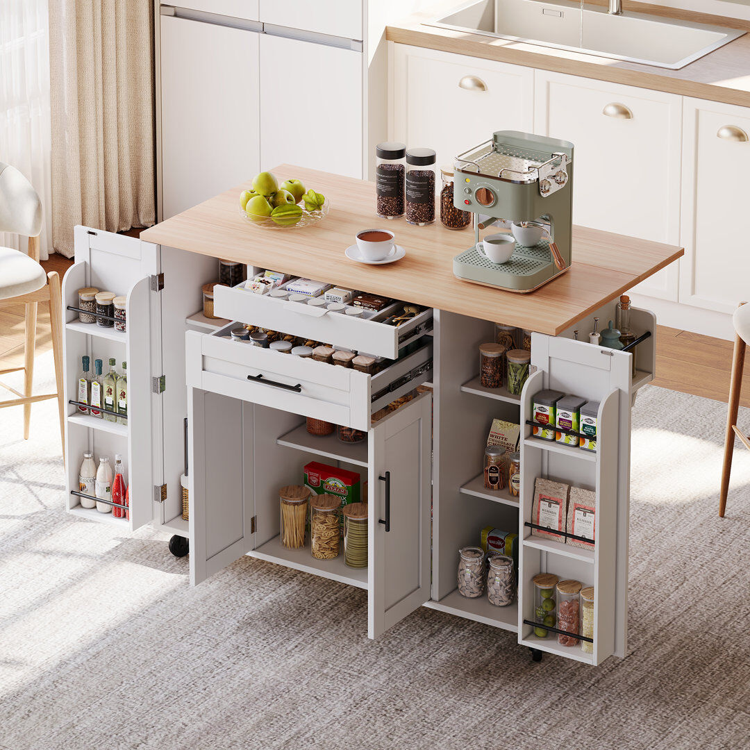 Direct Wicker 92 cm W Kitchen Island White 92cm W X 136cm D