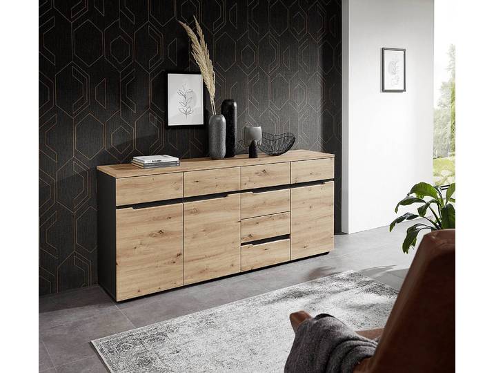 Sideboard Breite 180 cm 180 x 82 x 44cm Braun/Grau/Beige