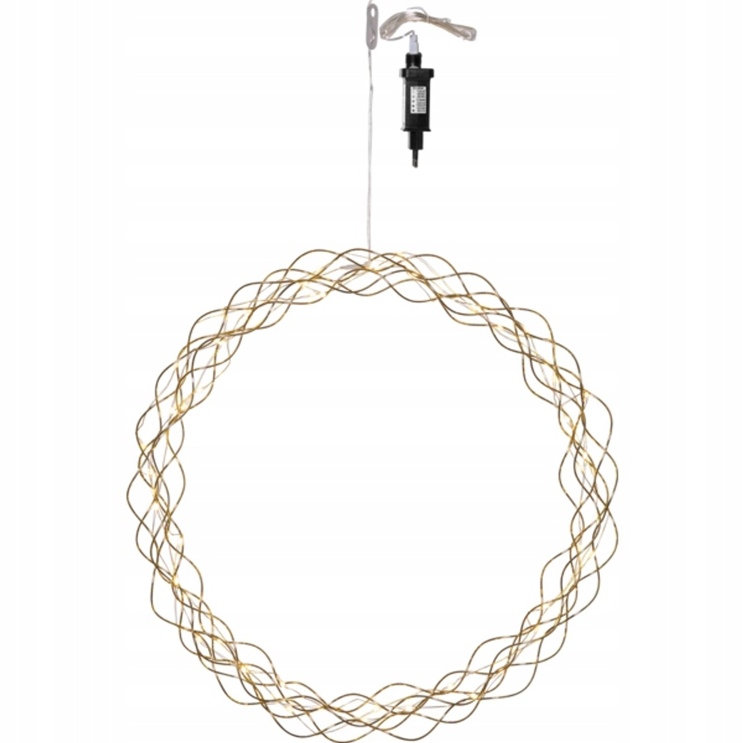 Star Trading Decoratieve LED Krans CURLY Goud 45cm