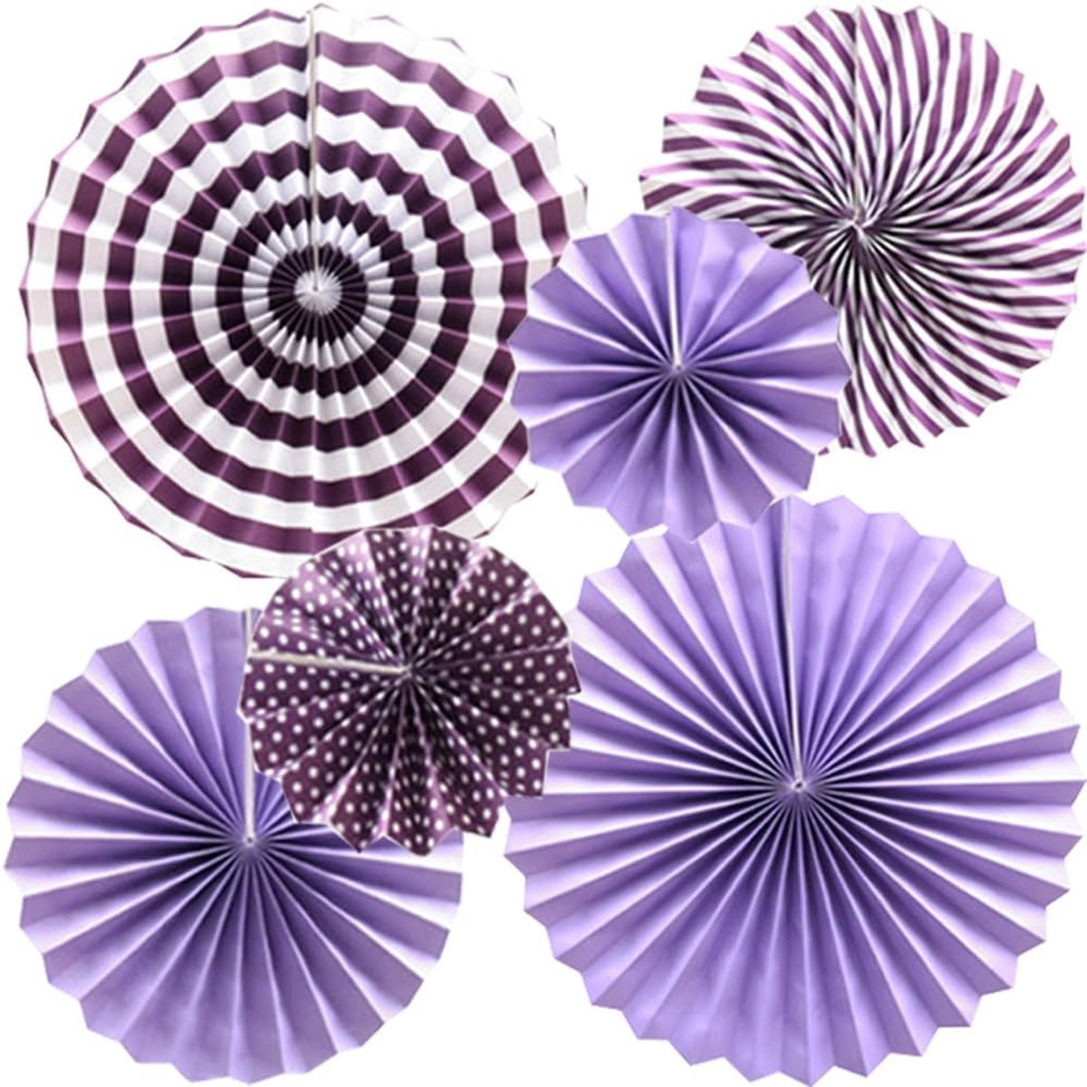 ShopVlot Set van 6 Papieren Ventilator Hangdecoraties - Paars