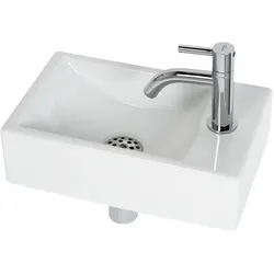 Plieger, Waschbecken, Austin Fontein Toilet Rechts - Set - Fontein 37 x 23 cm inclusief fonteinkraan en sifon - Keramiek - (230 mm, 370 mm)