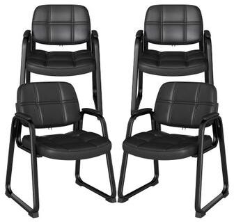 Costway Set of 4 Upholstered Waiting Room Chair with Armrest and Ergonomic Backrest-Black