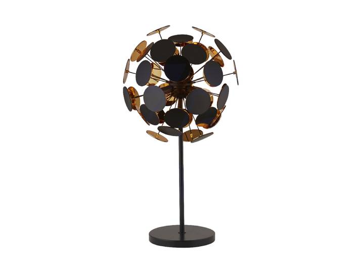 Design Tischlampe Discus 3-Flammig Schwarz / Gold Searchlight
