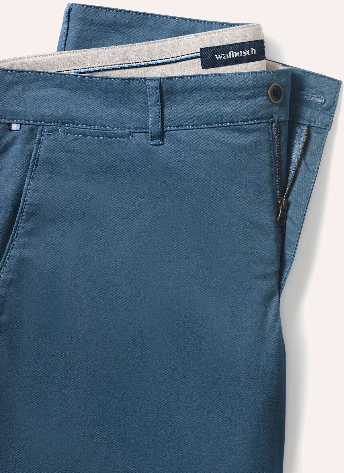 Walbusch Chino Shorts, Regular Fit#normale Größen#untersetzte Größen, Farbe Blau, 52, bequemer Baumwollstretch hochwertige Verarbeitung Herren