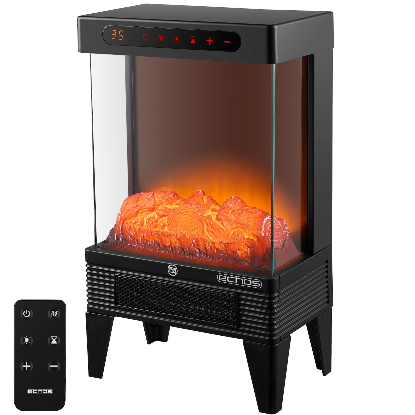 Echos Elektrokamin mit Heizlüfter Kaminillusion Flammeneffekt 1500W
