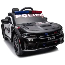 ES-Toys Kinder Elektroauto Dodge Polizei, Sirene, Polizei-Lichter, Fernbedienung schwarz