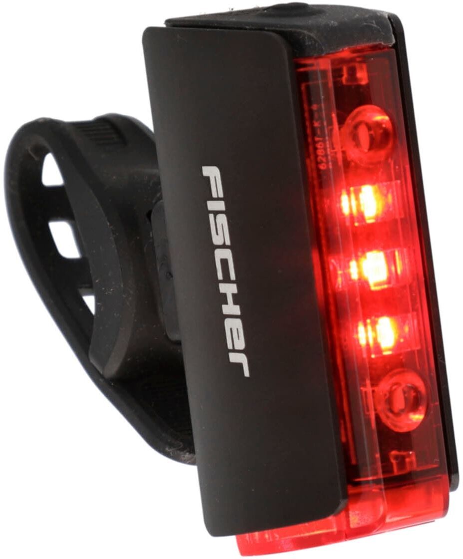 Fahrrad-Rücklicht FISCHER FAHRRAD "Display Akku Rücklicht TWIN STOP", rot (schwarz), Fahrradlampen