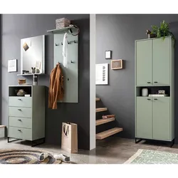 Garderobenset Flur in Graugrün Skandi Design (vierteilig)
