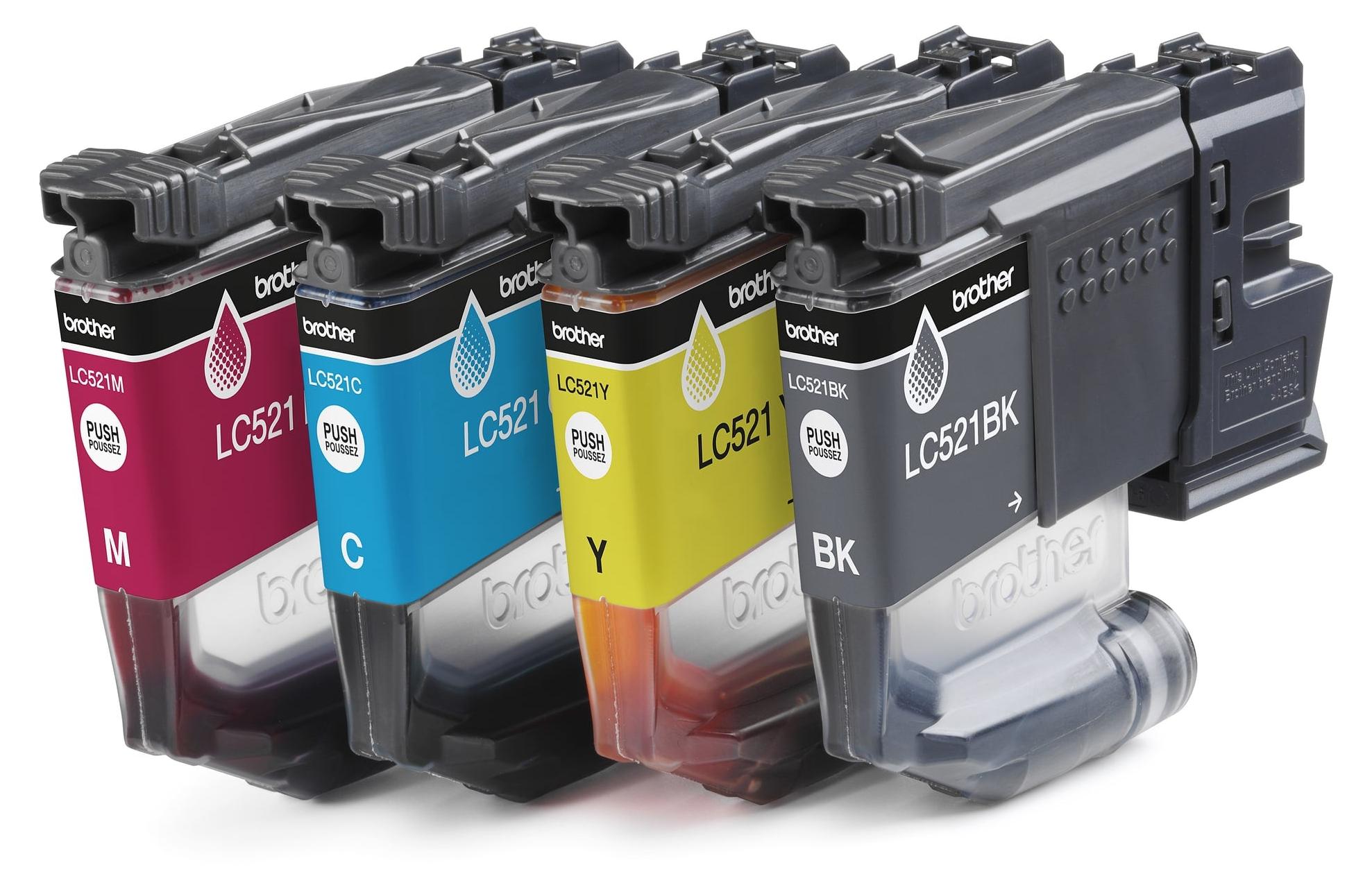 Brother - Tintenpatrone LC-521 schwarz + 3 Farben | 5 Stück