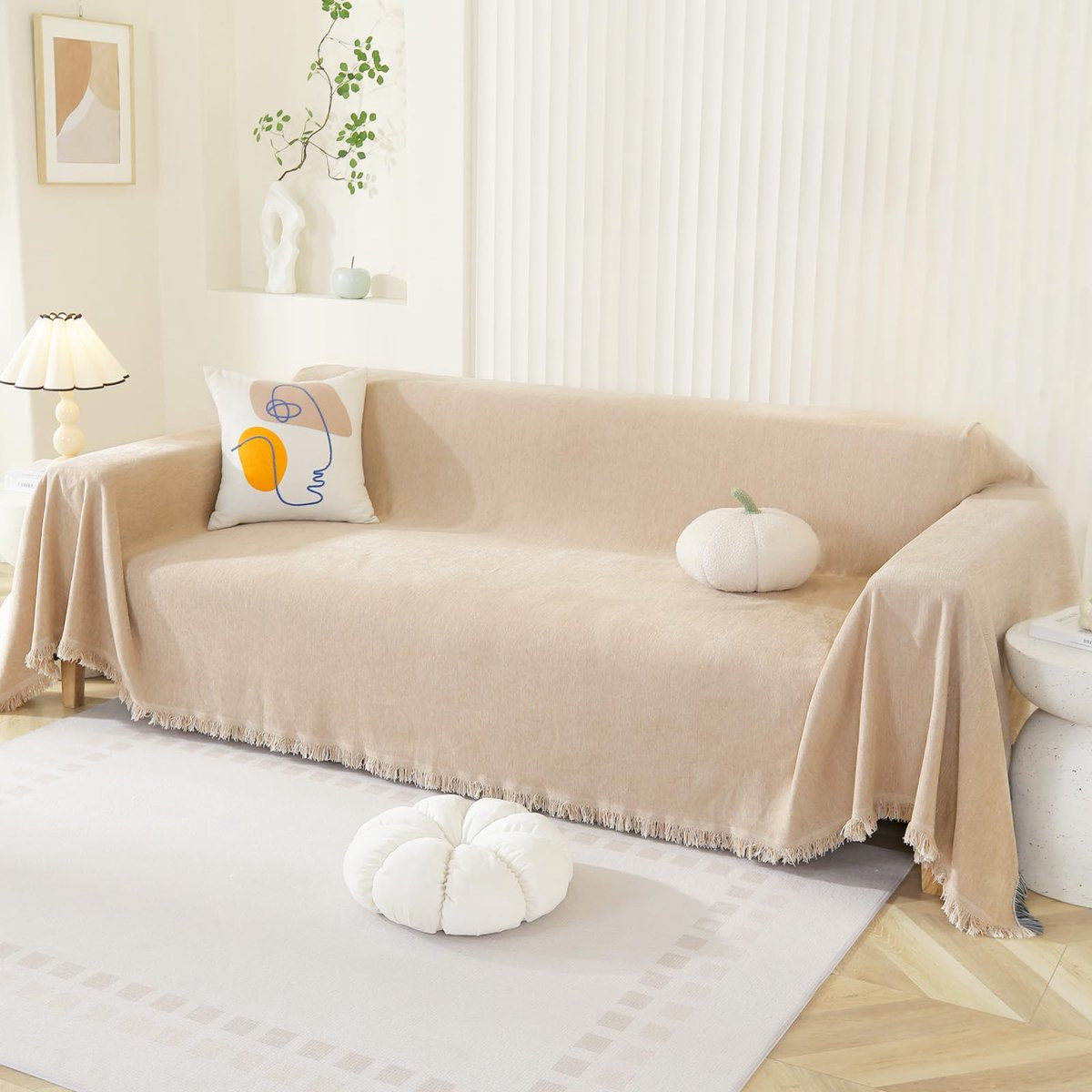 Unyqoos Stijlvolle Chenille Bankhoes met Decoratieve Kwastjes voor Diverse Banken