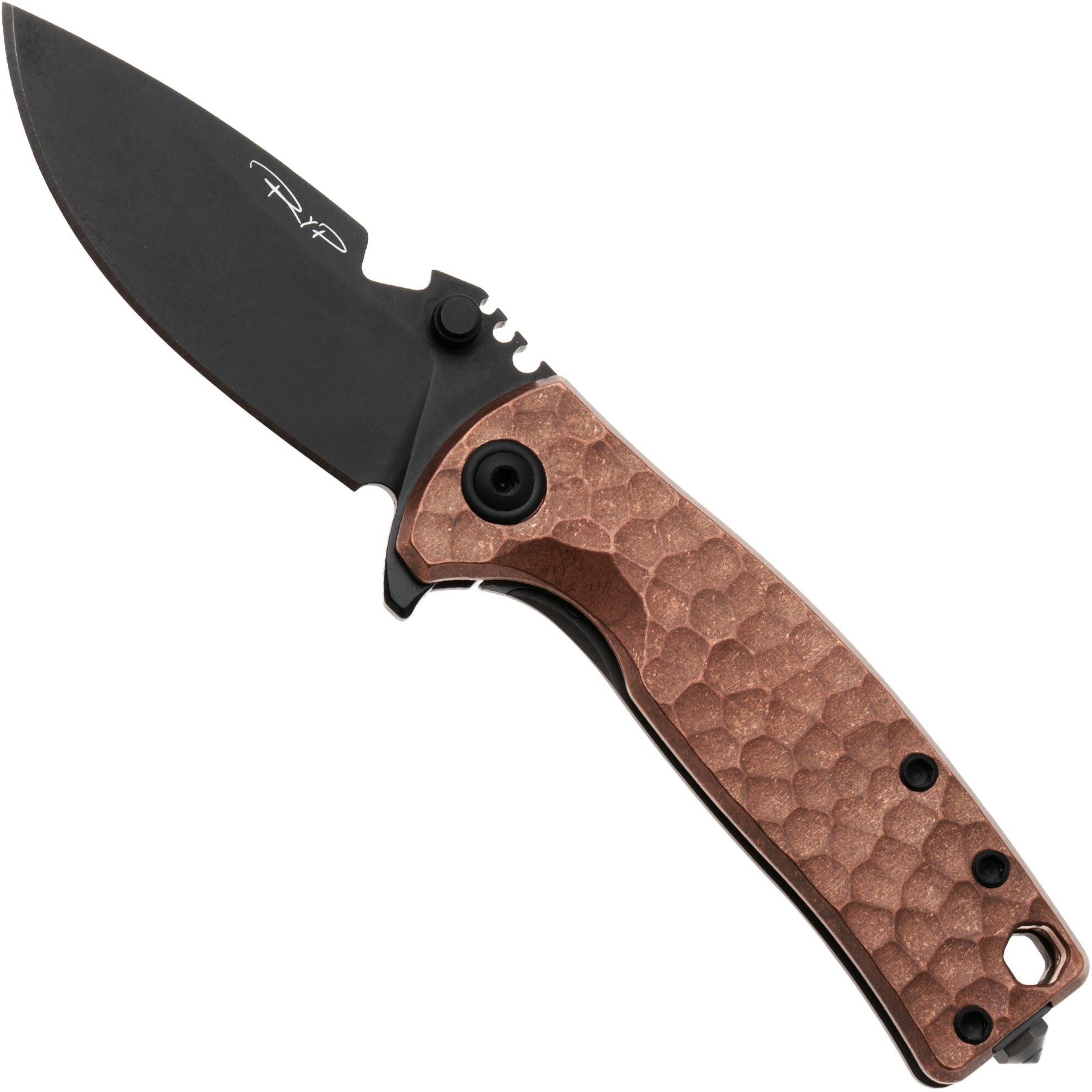 DPx Gear DPx HEST/F Urban DPHSF074, Black Böhler M390, Copper Hammertone Titanium, coltello tascabile, design di Robert Young Pelton