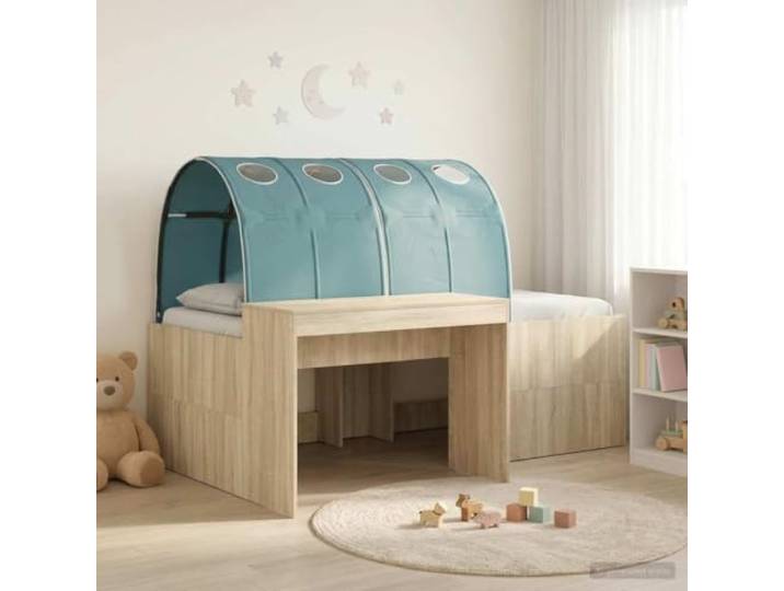 RJPLMFV Bett mit 3 Teilen, Eiche handgefertigt und hellblau Robustes Holzwerkstoff, minimalistisches Design, Verwendung im Innenbereich, einfache Montage