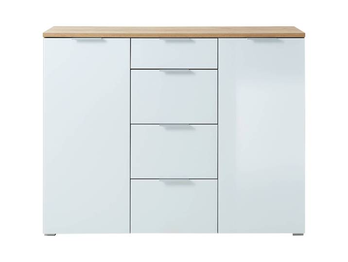 Kommode Beatriz weiss/holzfarbig Holz B 134 H 105 cm - Material: Holzwerkstoff - Kommode