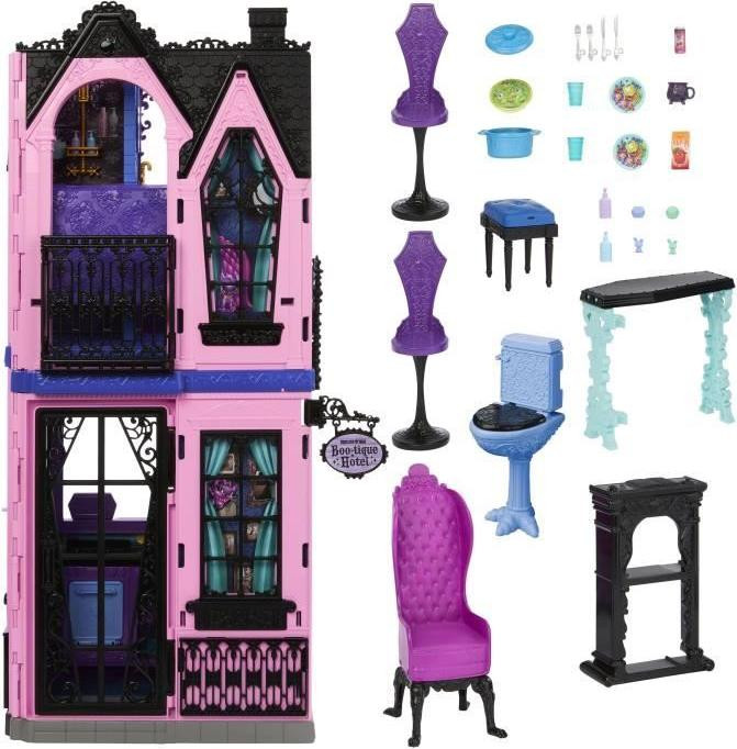 Monster High Hôtel Bouh-tique inklapbaar poppenhuis met accessoires voor kinderen vanaf 4 jaar