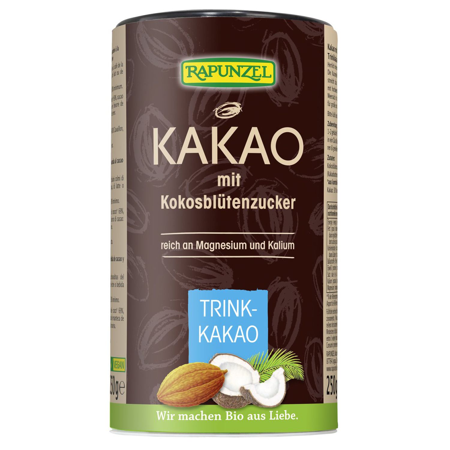 Rapunzel Bio Kakao mit Kokosblütenzucker 250 g Pulver