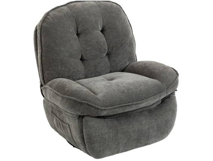 Fauteuil Relax Pivotant 360° Basculant Inclinable 145° - HAVRYA - Poches Latérales Chenille Gris Clair