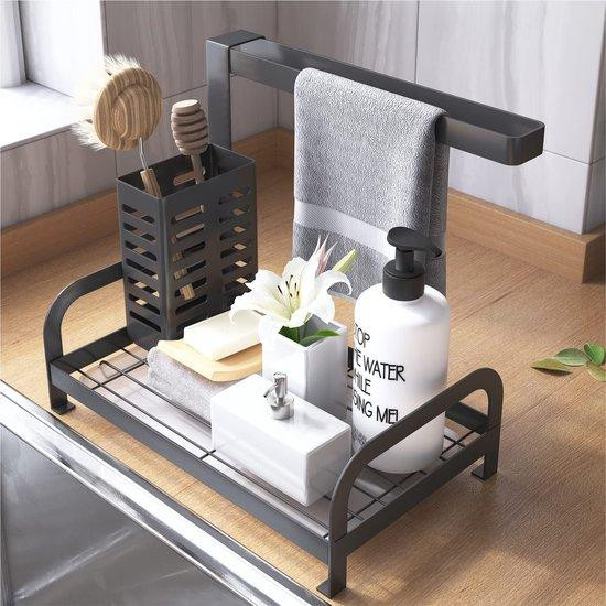 Unyqoos Organizer voor keuken en badkamer met afneembare afdruipbak en ophangstang