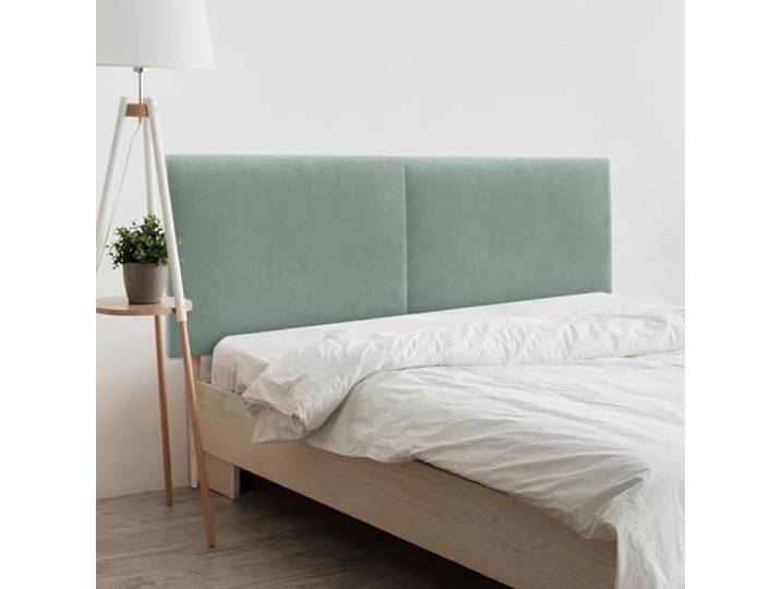 DHOME Gepolstertes Kopfteil Glatt aus Aqualine-Stoff mit Beinen Höhe 70 cm Stärke 4 cm und 8 cm für Wand Akustische Kopfteile Schallabsorbierend (Wassergrün, 190cm Dual, Stärke 4cm)