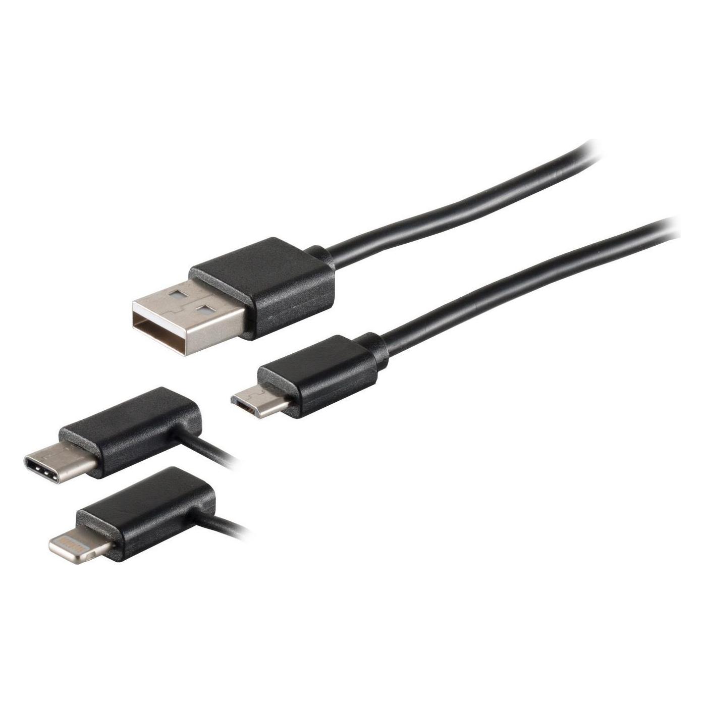 Shiverpeaks USB Lade-Sycn Kabel 3in1 schwarz 1,0m (1 m, USB 2.0) (14-15025)