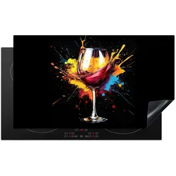 HERDABDECKPLATTE Wein - Glas - Graffiti - Getränk - Rot - Farbe Induktionsschutz 91.2x52 cm