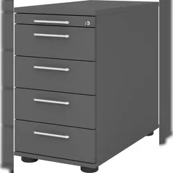 bümö Schreibtisch Schrank abschließbar, Schubladenschrank Holz in graphit, Container mit Schubladen - Schubladen Schrank Büro, Schreibtisch Container