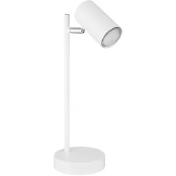 Tischlampe Tischleuchte Schreibtischlampe Leselampe, Spot beweglich, Metall chrom weiß matt, 1x GU10 Fassung, DxH 12x35cm