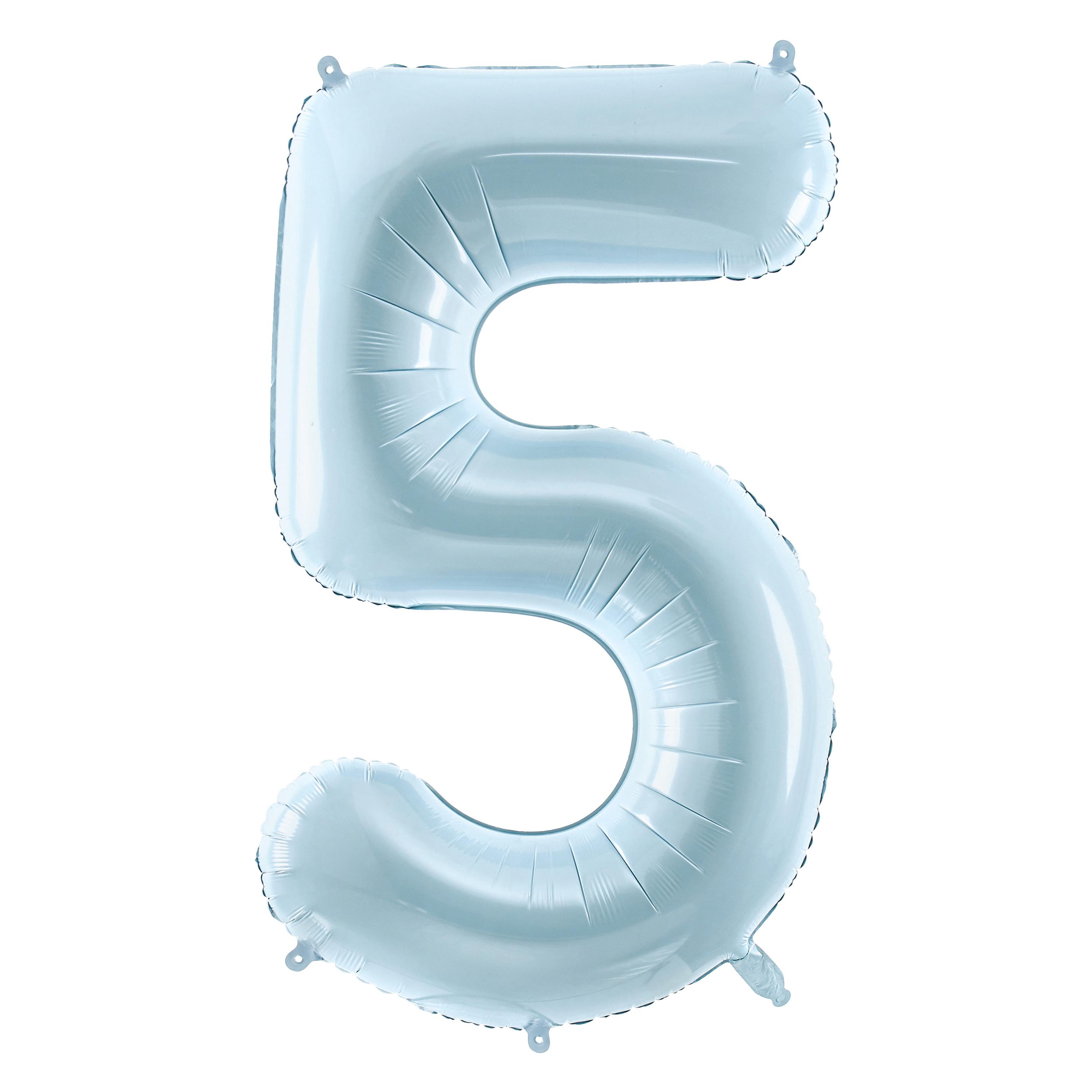 Partydeco Folienballon 5, hellblau, 72 cm (1x) (FB230P5001J)