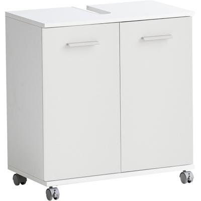Waschbeckenunterschrank WELLTIME "Palermo, Breite 59 cm", weiß (mattweiß), B:59,8cm H:63,4cm T:32,6cm, FSC-zertifizierter Holzwerkstoff, Schränke, Waschbeckenunterschrank, Metallbeschläge, Siphonausschnitt