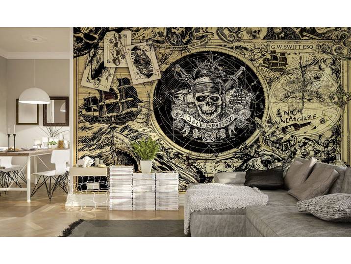 Komar - Papier Peint Intissé Panoramique Pirate Des Carïbes 5 Fond Sépia Disney 400x250cm