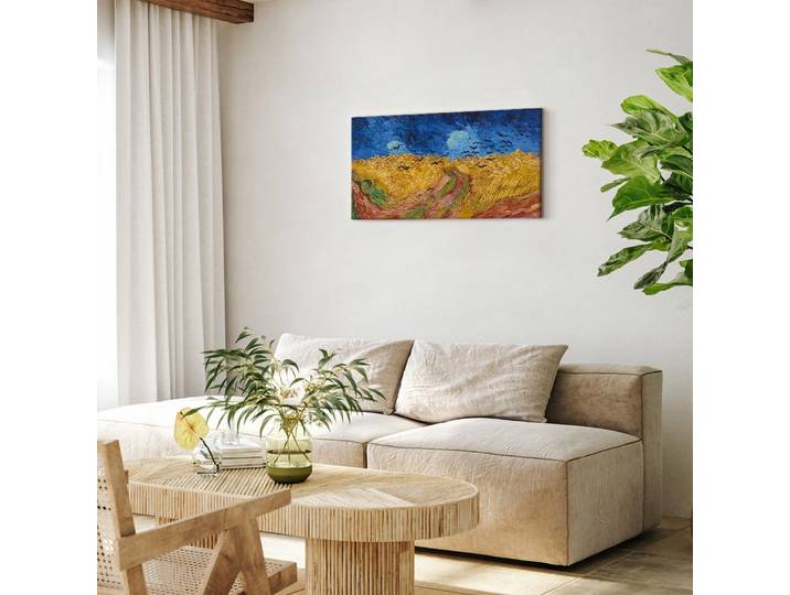 Toile Champ de blé avec des corbeaux Feutre Doré/Doré 60 x 30cm