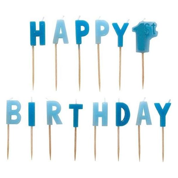 Amscan 14 Pick-Kerzen 1. Geburtstag Junge Wachs / Plastik (9900784)