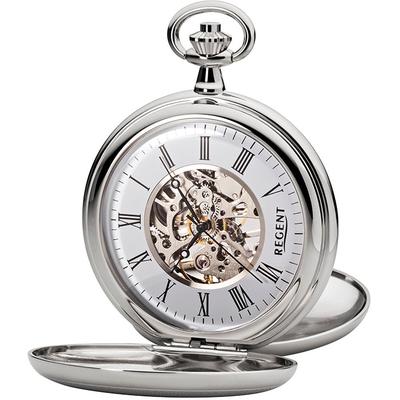 Taschenuhr REGENT "P700", silber (silberfarben), Taschenuhren, Damen, Taschenuhr, Herrenuhr, Handaufzug, Acrylglas