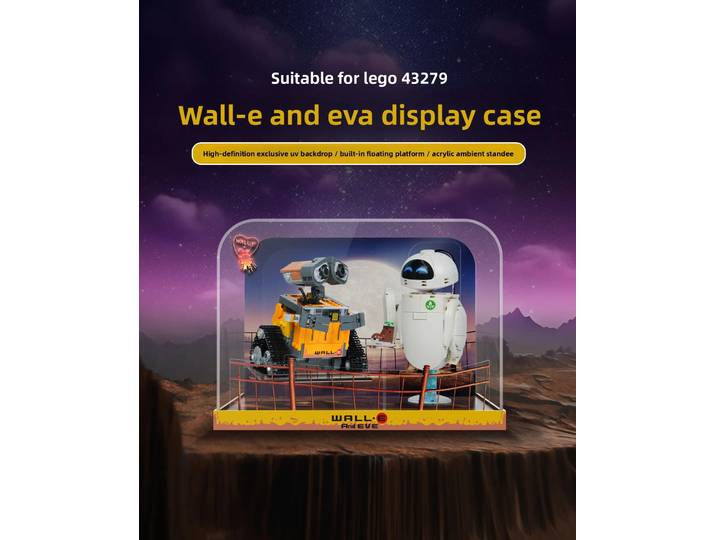 Boîte de rangement en acrylique pour Lego 43279 WALL-E et Eva, boîte de présentation de robot, organisateur transparent pour la protection et la présentation des jouets