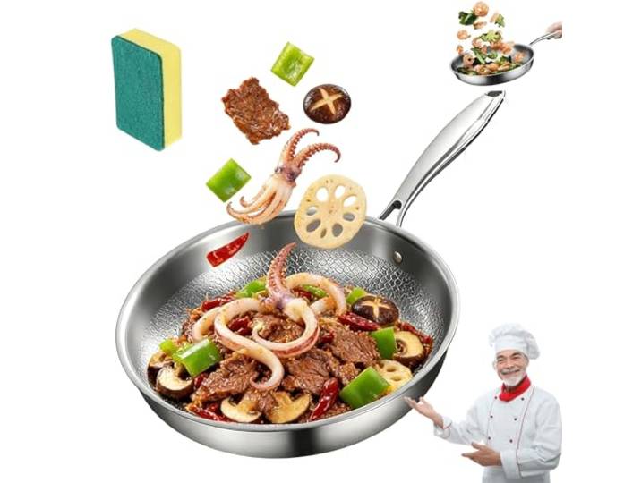 DZ'HUE Kovali Titan Bratpfanne, 26/28/30 cm Kovali Pan with Lid, GehäMmert Antihaft-Bratpfanne FüR Die KüChe, Geeignet FüR Induktion und Alle Herdarten (No Lid,30 cm)