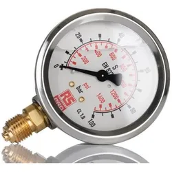 RS PRO G1/4 Manometer 0bar 100bar, Ø 63mm Edels, Messtechnik, Silber