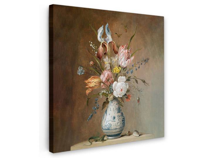 LEINWANDBILD Alte Meister - Blumen - Balthasar van der Ast Wandbild Wohnzimmer 50x50 cm