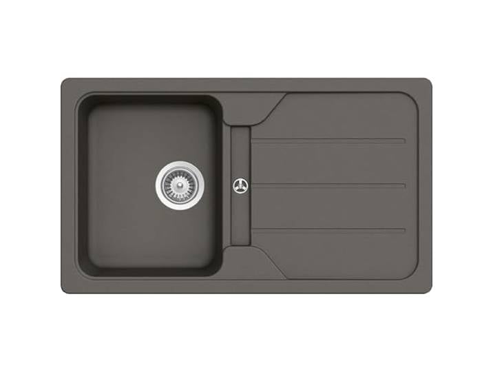 SCHOCK Küchenspüle Formhaus D-100 Asphalt 86x50 cm Granitspüle aus CRISTALITE Grau mit Abtropffläche Spüle für 45 cm Unterschrank Reversible Einbauspüle Langlebige Quarzkomposit-Oberfläche