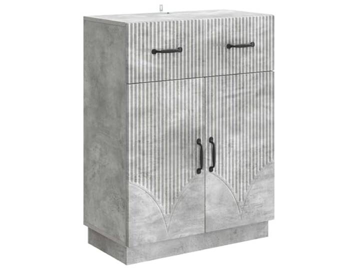 TEKGHUT Sideboard Betongrau 66 x 34,5 x 87 cm Holzwerkstoff Holzwerkstoff,Betongrau,offene Regale,Türen,stabil,pflegeleicht,Abstauben,Wohnzimmer,Essbereich,Flur