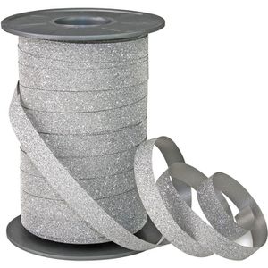 Präsent Geschenkband Poly Glitter, silber, Kräuselband, 10mm x 100m, glitzernd