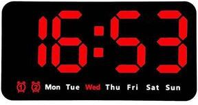 Daily Discovery Voice Control Digital Wall Clock, Large LED Clock With Temperature Display And Dual Alarm 1pcs Red Light