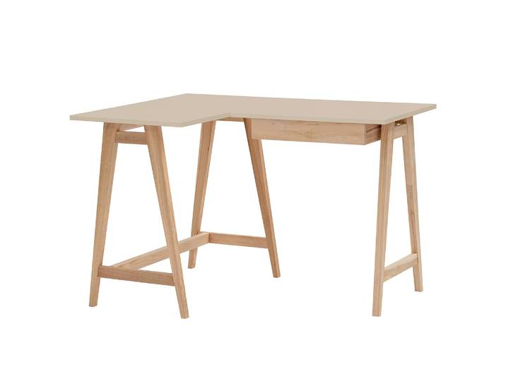 home24 Hoekbureau 115cm lade rechts bruin/zandgrijs