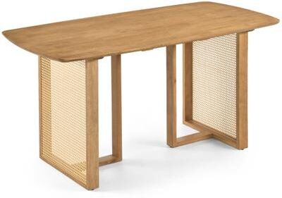 "Costway 55"" Solid Rubber Wood Dining Table Set for 4 People with Rounded Edges-Natural"