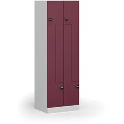 Z-Spind S1, 4 Abteile, 1850 x 600 x 500 mm, RFID-Schloss, rote Tür